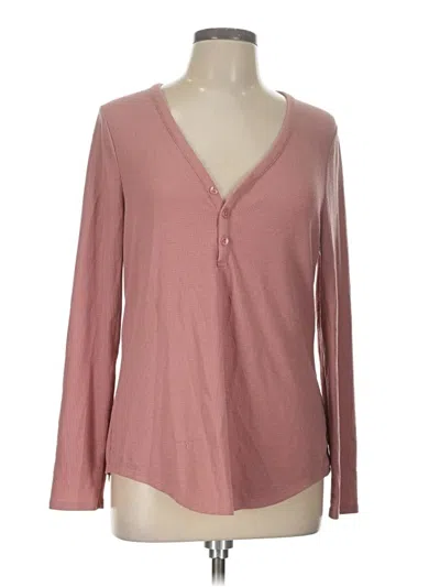 Pre-owned Athleta Long Sleeve Henley Shirt In Pink