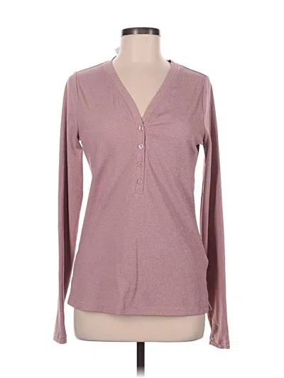 Pre-owned Athleta Long Sleeve Henley Shirt In Pink