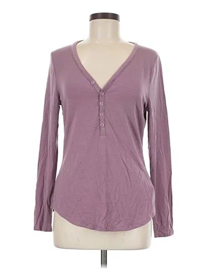 Pre-owned Athleta Long Sleeve Henley Shirt In Purple