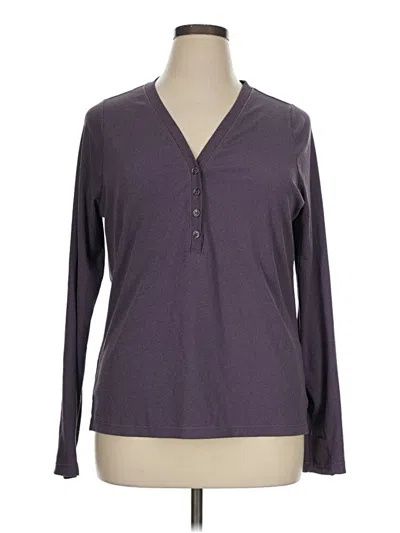 Pre-owned Athleta Long Sleeve Henley Shirt In Purple
