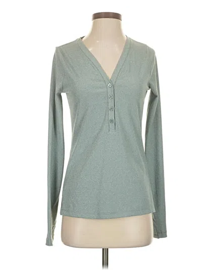 Pre-owned Athleta Long Sleeve Henley Shirt In Teal