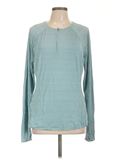 Pre-owned Athleta Long Sleeve Henley Shirt In Teal
