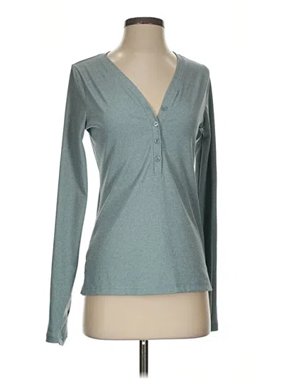 Pre-owned Athleta Long Sleeve Henley Shirt In Teal