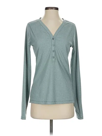 Pre-owned Athleta Long Sleeve Henley Shirt In Teal