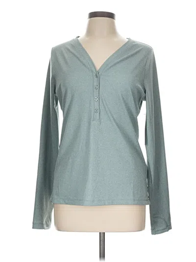 Pre-owned Athleta Long Sleeve Henley Shirt In Teal