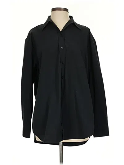 Pre-owned Athleta Long Sleeve Polo Shirt In Black