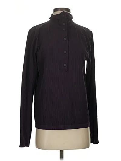 Pre-owned Athleta Long Sleeve Polo Shirt In Black