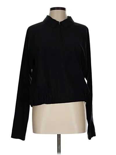 Pre-owned Athleta Long Sleeve Polo Shirt In Black