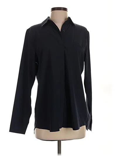 Pre-owned Athleta Long Sleeve Polo Shirt In Black