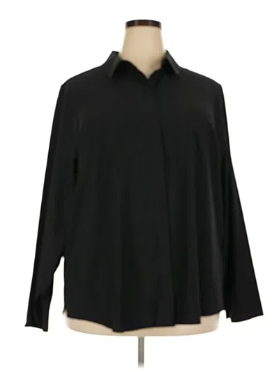 Pre-owned Athleta Long Sleeve Polo Shirt In Black