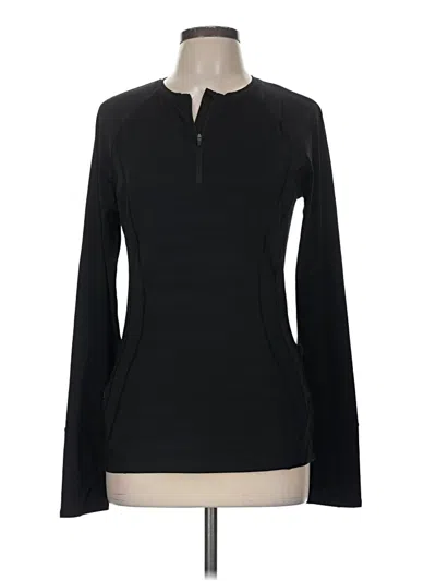 Pre-owned Athleta Long Sleeve Polo Shirt In Black