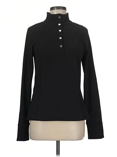Pre-owned Athleta Long Sleeve Polo Shirt In Black