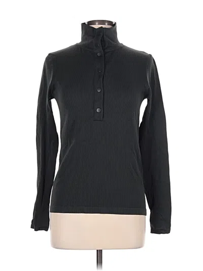 Pre-owned Athleta Long Sleeve Polo Shirt In Black