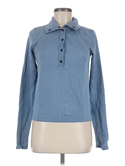 Pre-owned Athleta Long Sleeve Polo Shirt In Blue