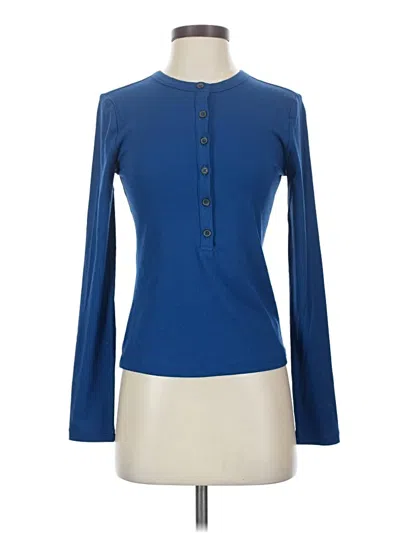 Pre-owned Athleta Long Sleeve Polo Shirt In Blue