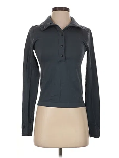 Pre-owned Athleta Long Sleeve Polo Shirt In Gray