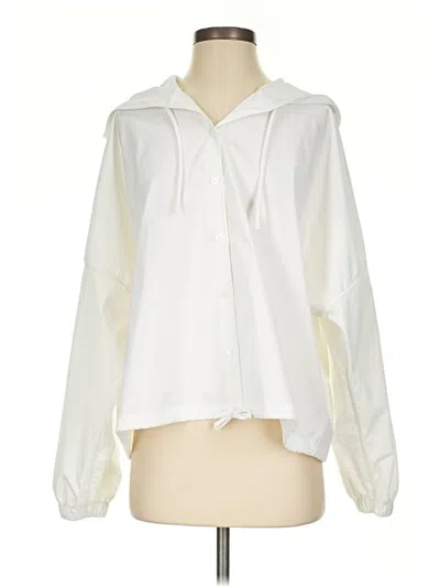 Pre-owned Athleta Long Sleeve Polo Shirt In White