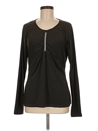 Pre-owned Athleta Long Sleeve Top Black Keyhole Neckline Tops