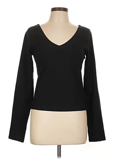 Pre-owned Athleta Long Sleeve Top Black V Neck Tops