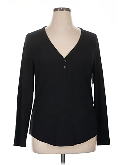 Pre-owned Athleta Long Sleeve Top Black V-neck Tops