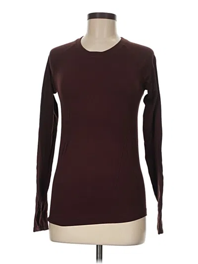 Pre-owned Athleta Long Sleeve Top Burgundy Crew Neck Tops