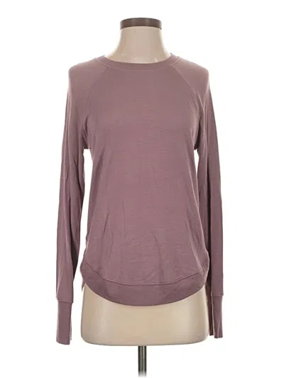 Pre-owned Athleta Long Sleeve Top Burgundy Crew Neck Tops