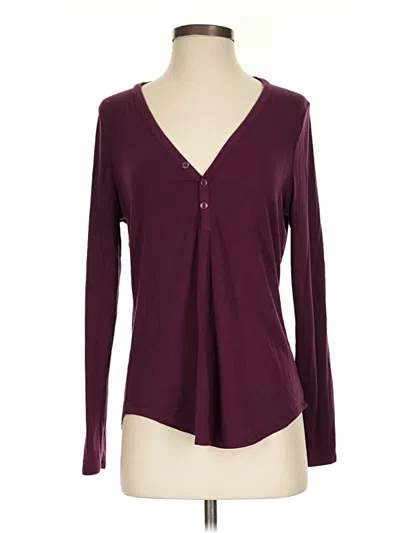 Pre-owned Athleta Long Sleeve Top Burgundy Plunge Neckline Tops