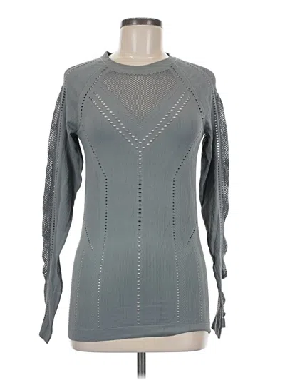Pre-owned Athleta Long Sleeve Top Gray Keyhole Neckline Tops