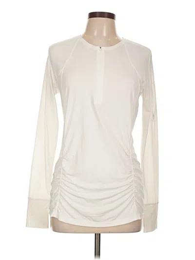 Pre-owned Athleta Long Sleeve Top Ivory Keyhole Neckline Tops In White