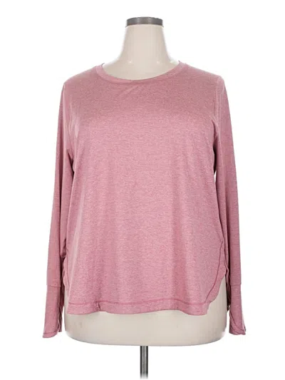 Pre-owned Athleta Long Sleeve Top Pink Crew Neck Tops