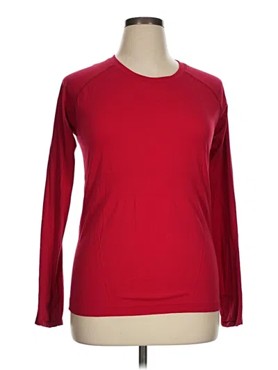 Pre-owned Athleta Long Sleeve Top Red Crew Neck Tops
