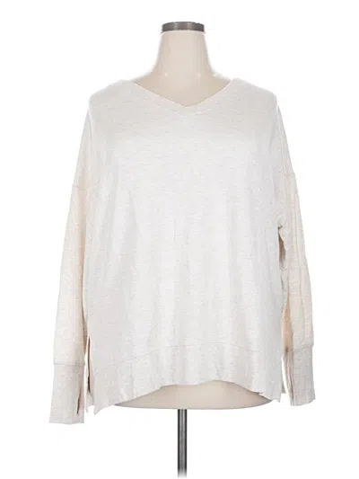 Pre-owned Athleta Long Sleeve Top Silver V-neck Tops