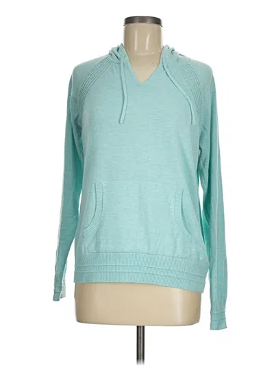 Pre-owned Athleta Long Sleeve Top Teal Cowl Neck Tops In Blue