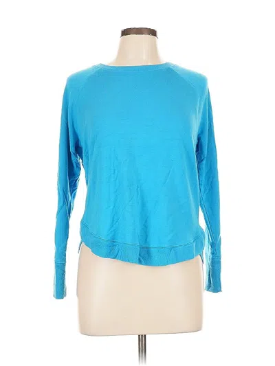 Pre-owned Athleta Long Sleeve Top Teal Crew Neck Tops In Blue