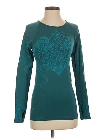Pre-owned Athleta Long Sleeve Top Teal Crew Neck Tops In Blue