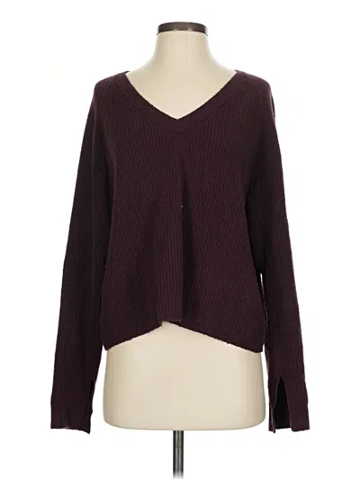 Pre-owned Athleta Long Sleeve T-shirt In Burgundy