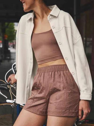 Athleta Lunar Sheen Utility High Rise Short In Brown