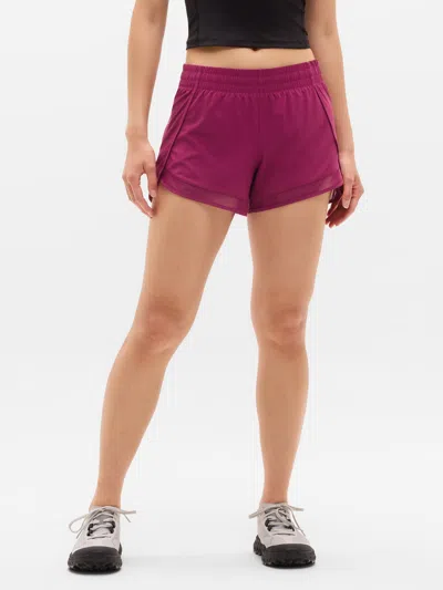 Athleta Mesh Racer Run Mid Rise 4" Short In Purple