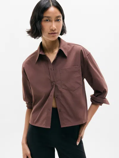 Athleta Midday Cropped Poplin Shirt In Nocturnal