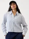 Athleta Midday Cropped Shirt In Repose Navy Stripe