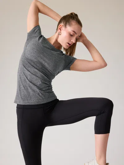 Athleta Momentum Seamless Tee In Charcoal Grey Heather