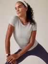 Athleta Momentum Seamless Tee In Mini Stripe White