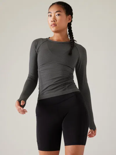 Athleta Momentum Seamless Top In Black Mini Stripe