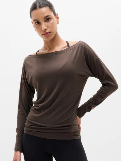 Athleta Move With Ease Off The Shoulder Top In Brown