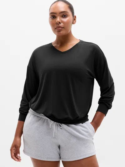 Athleta Move With Ease V-neck Top In Black