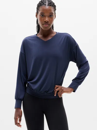 Athleta Move With Ease V-neck Top In Navy