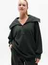 Athleta Ottoman Rib 1/4 Zip Sweatshirt In Black