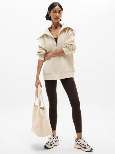 Athleta Ottoman Rib 1/4 Zip Sweatshirt In Brown
