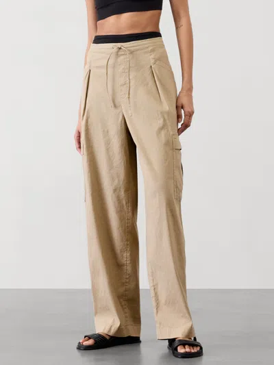 Athleta Paradise Mid Rise Straight Leg Cargo Pant In Flax