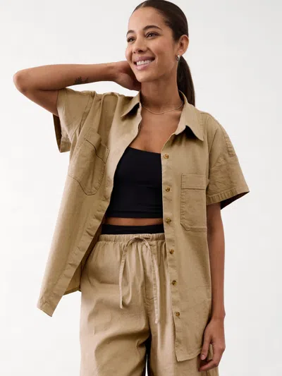 Athleta Paradise Oversized Short Sleeve Top In Flax Beige